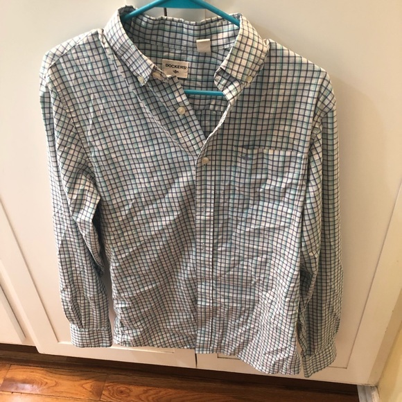 Dockers Green and blue striped button down - Picture 1 of 3